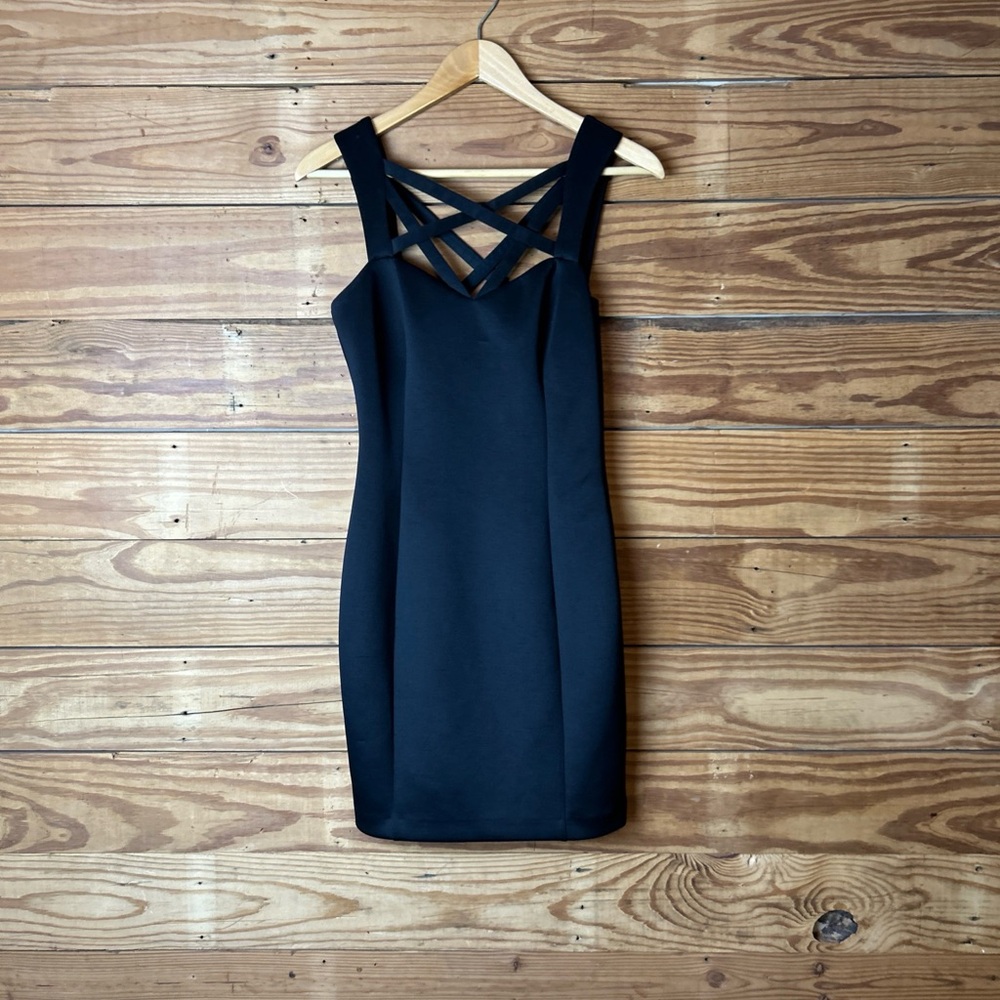 Guess Black Strappy Mini Dress